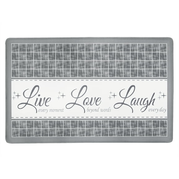 Achim Live, Love, Laugh Anti-Fatigue Kitchen Mat, Grey, 18" x 30"