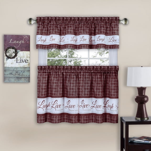 Achim Live, Love, Laugh Window Curtain Tier Pair and Valance Set