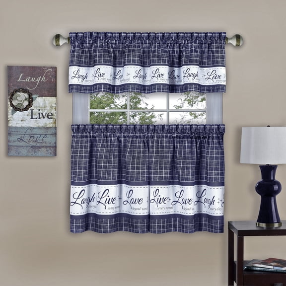 Achim Live, Love, Laugh Window Curtain Tier Pair and Valance Set