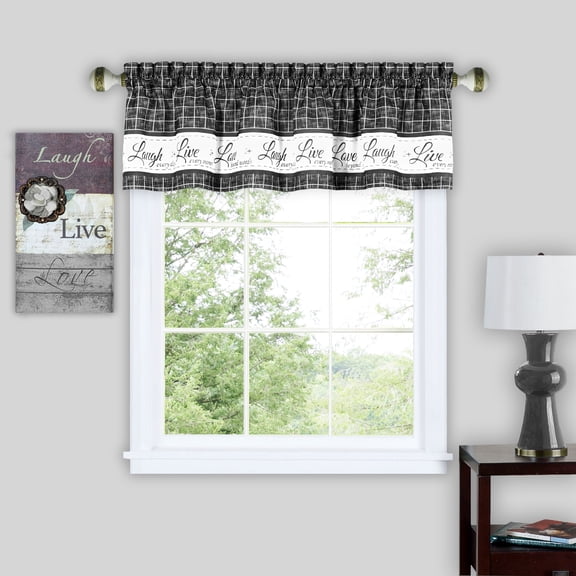 Achim Live, Love, Laugh Window Curtain Valance - 58x14 - Charcoal