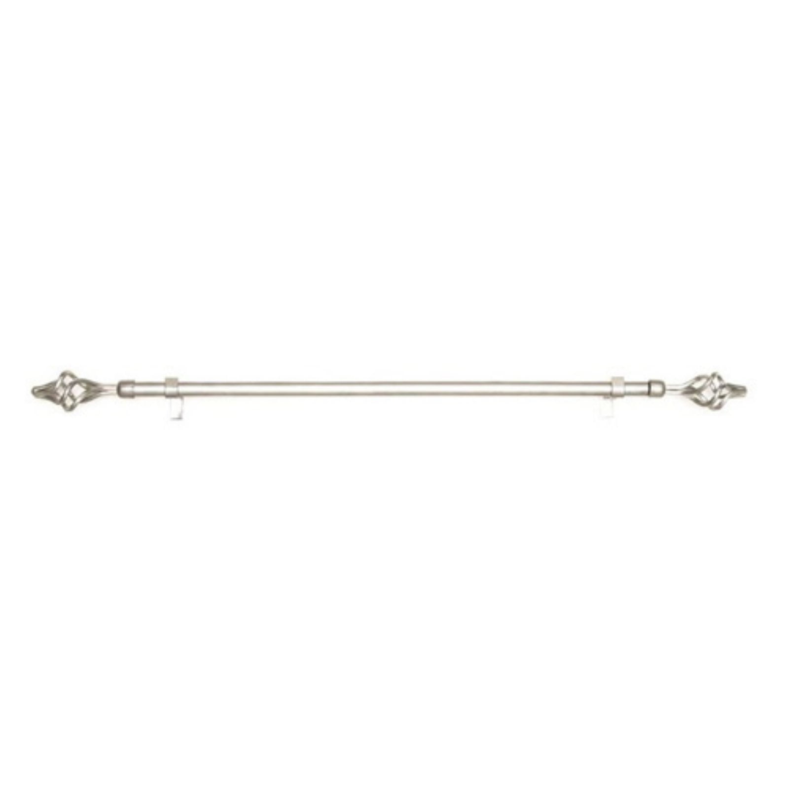 Elegant Silver Metal Curtain Rod with Decorative Finials