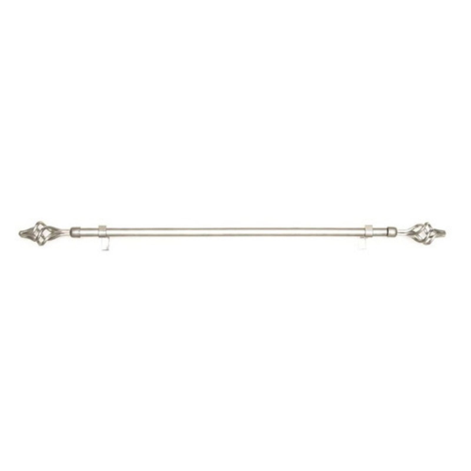 Achim Decorative Rods: Metallo Lexus Silver Curtain Rod with Metal Birdcage Finials - Adjustable Size: 48" x 86"