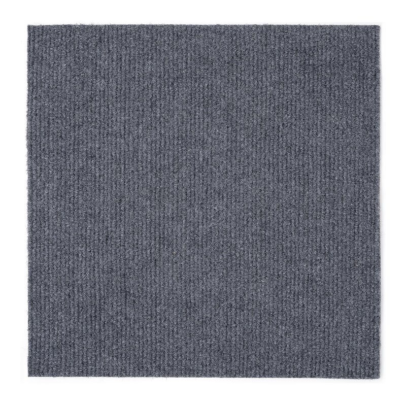 ModMat Rib Charcoal Carpet Tiles 18" x 18" Indoor/Outdoor, Peel and