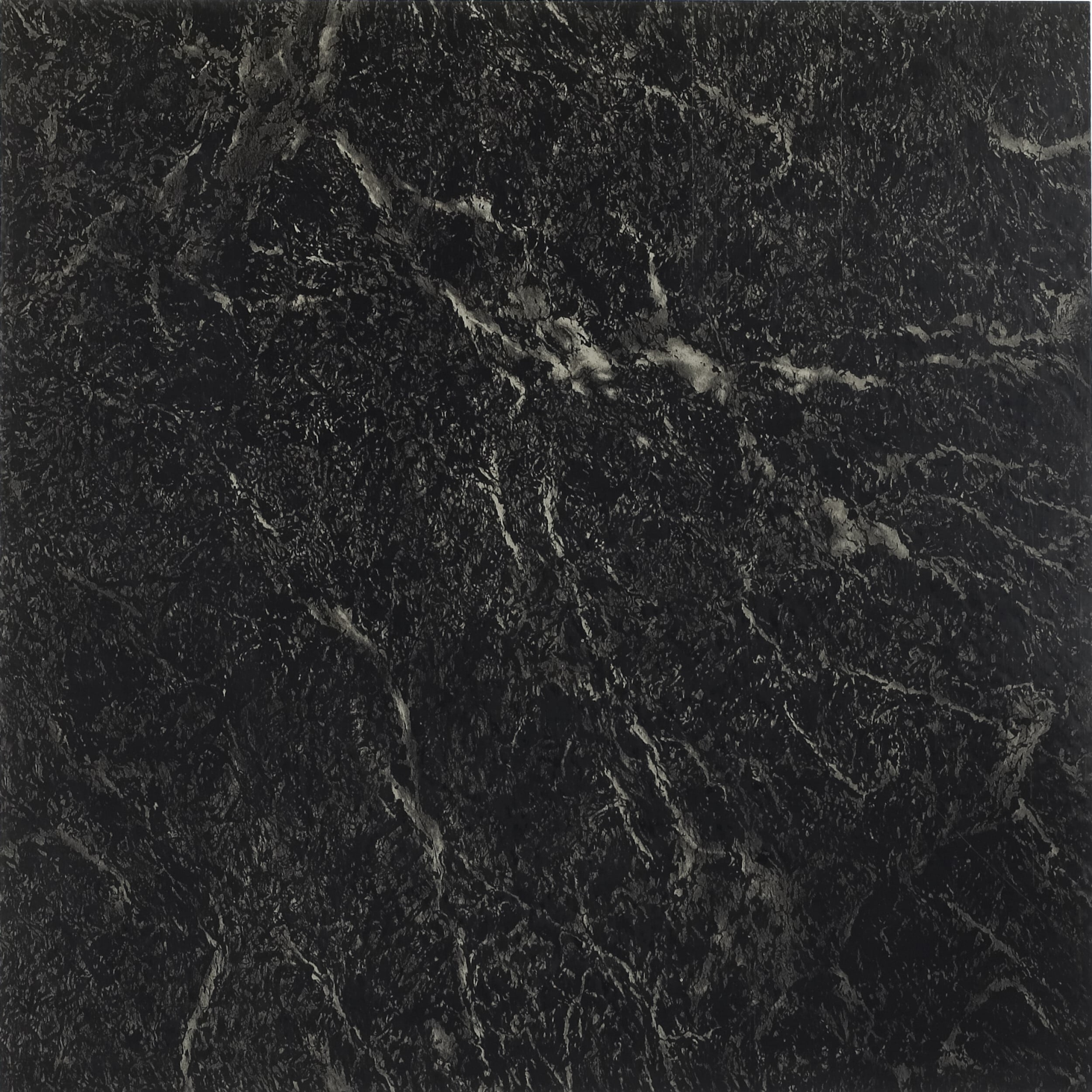 Nexus Black Marble Self-Stick Vinyl Floor Tiles, 12'' x 12''