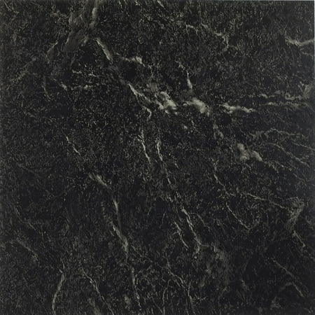 Achim Nexus Vinyl Self Stick Tile, Black, 1 Box 20 Tiles, Covers 20 Sq. ft.