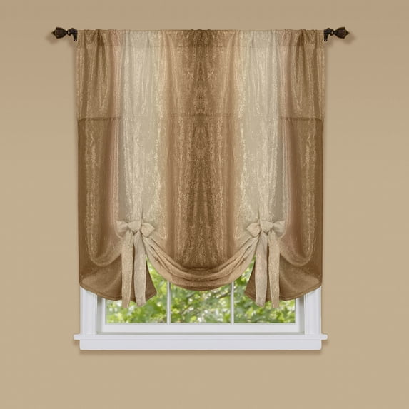 Achim Ombre Striped Modern Window Tie-Up Shade, 50" x 63", Sandstone
