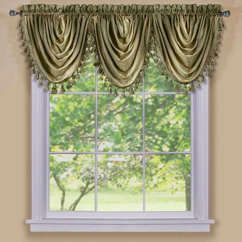 Sage Polyester Tasseled Waterfall Valance, 46x42
