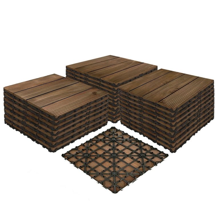 Achim OutdoorZ Interlocking Wood Deck Tiles - Royal Mahogany - 27