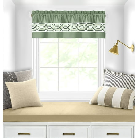 Achim Paige Rod Pocket Light Filtering Curtain Valance, Green, 55" x 13"