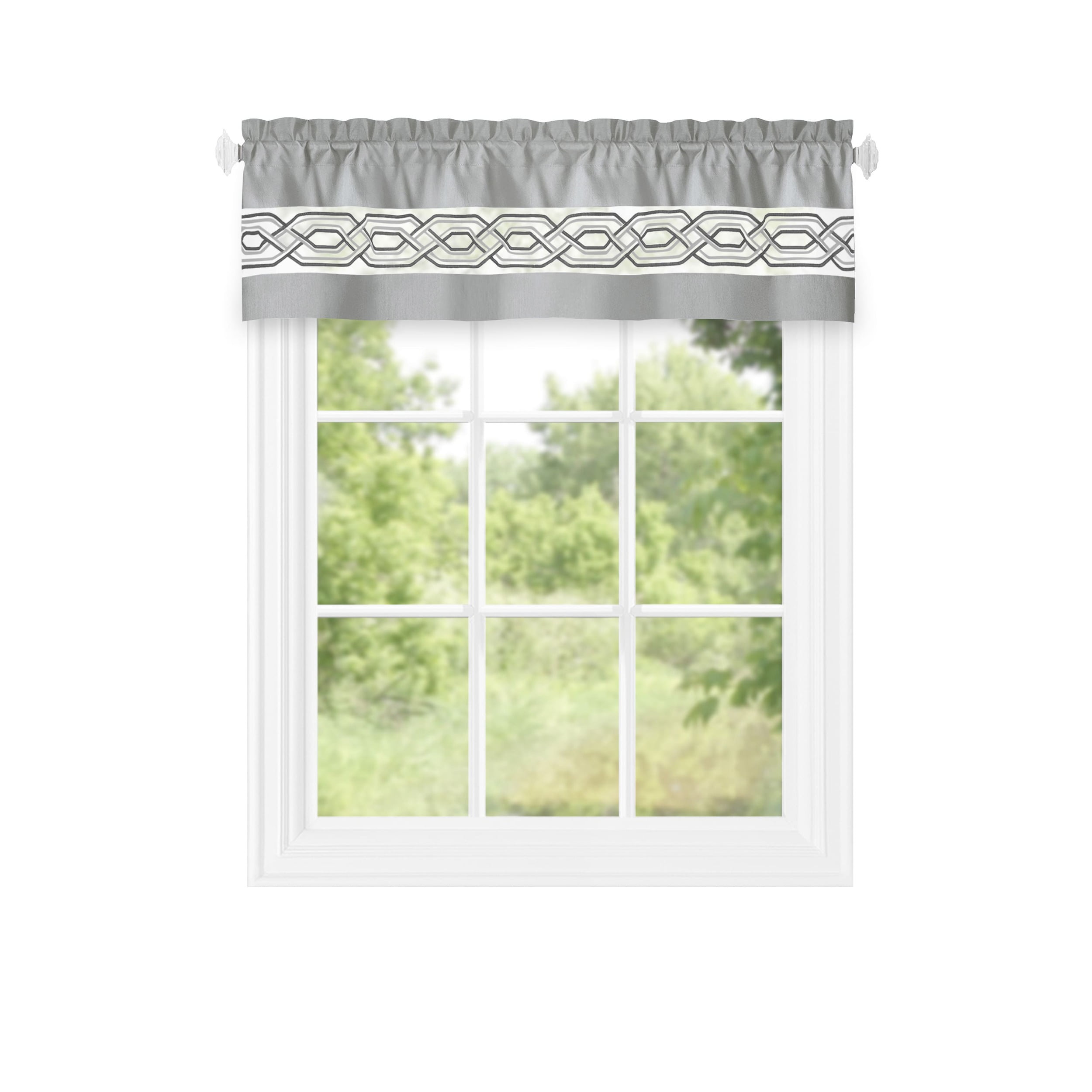 Achim Paige Rod Pocket Light Filtering Curtain Valance, Silver, 55" x 13"
