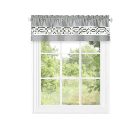 Achim Paige Rod Pocket Light Filtering Curtain Valance, Silver, 55" x 13"