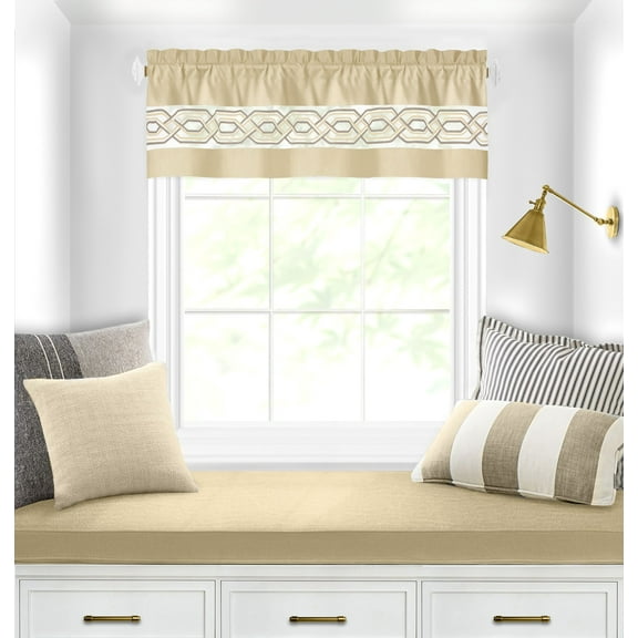 Achim Paige Rod Pocket Light Filtering Curtain Valance, Tan, 55" x 13"