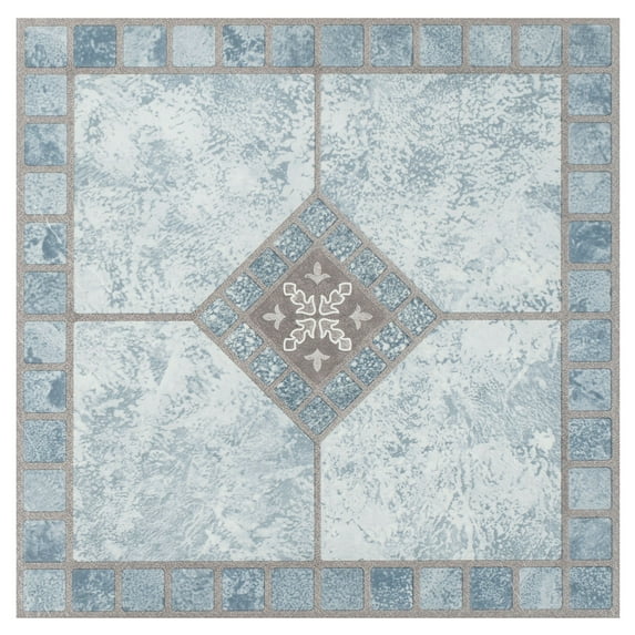 Achim Portfolio Self Adhesive Vinyl Floor Tile - 9 Tiles/9 Sq. ft., 2.0mm, 12 x 12, Blue Diamond