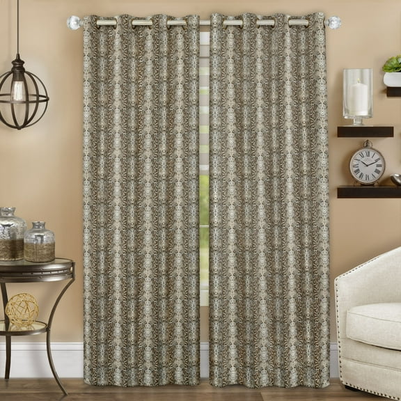 Achim Python Polyester Blackout Window Curtain Panel, Brown/Gold, 52 x 63