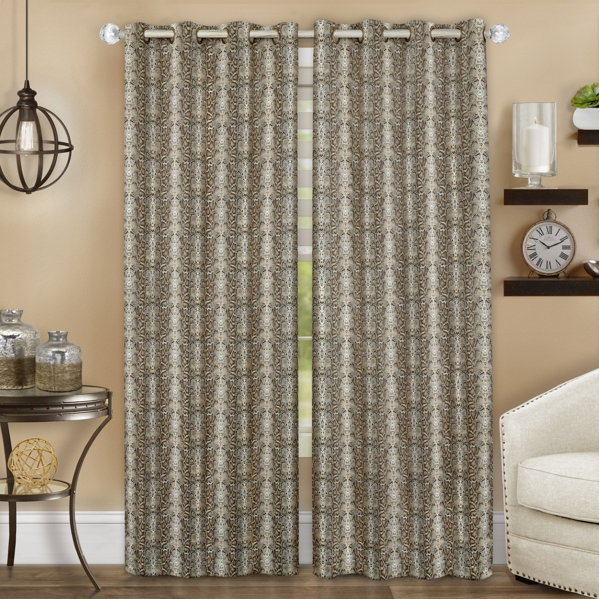 Achim Python Polyester Blackout Window Curtain Panel, Brown/Gold, 52" x 63" - image 1 of 5