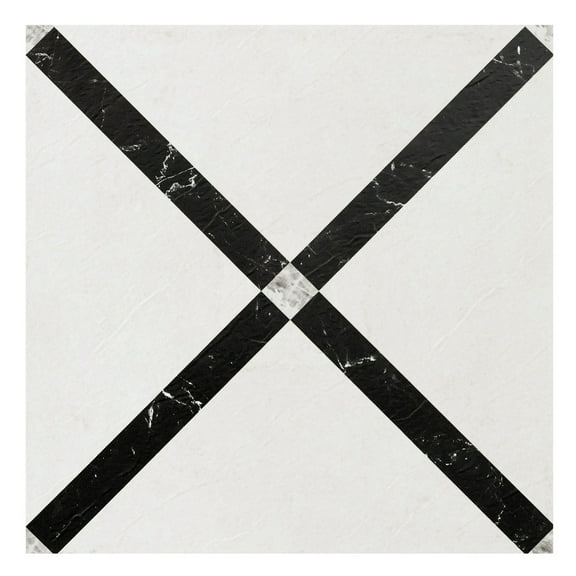Achim Retro 12" x 12" 1.5mm Peel & Stick Vinyl Floor Tiles, 20 Tiles/20 sq. ft., Marble Criss Cross
