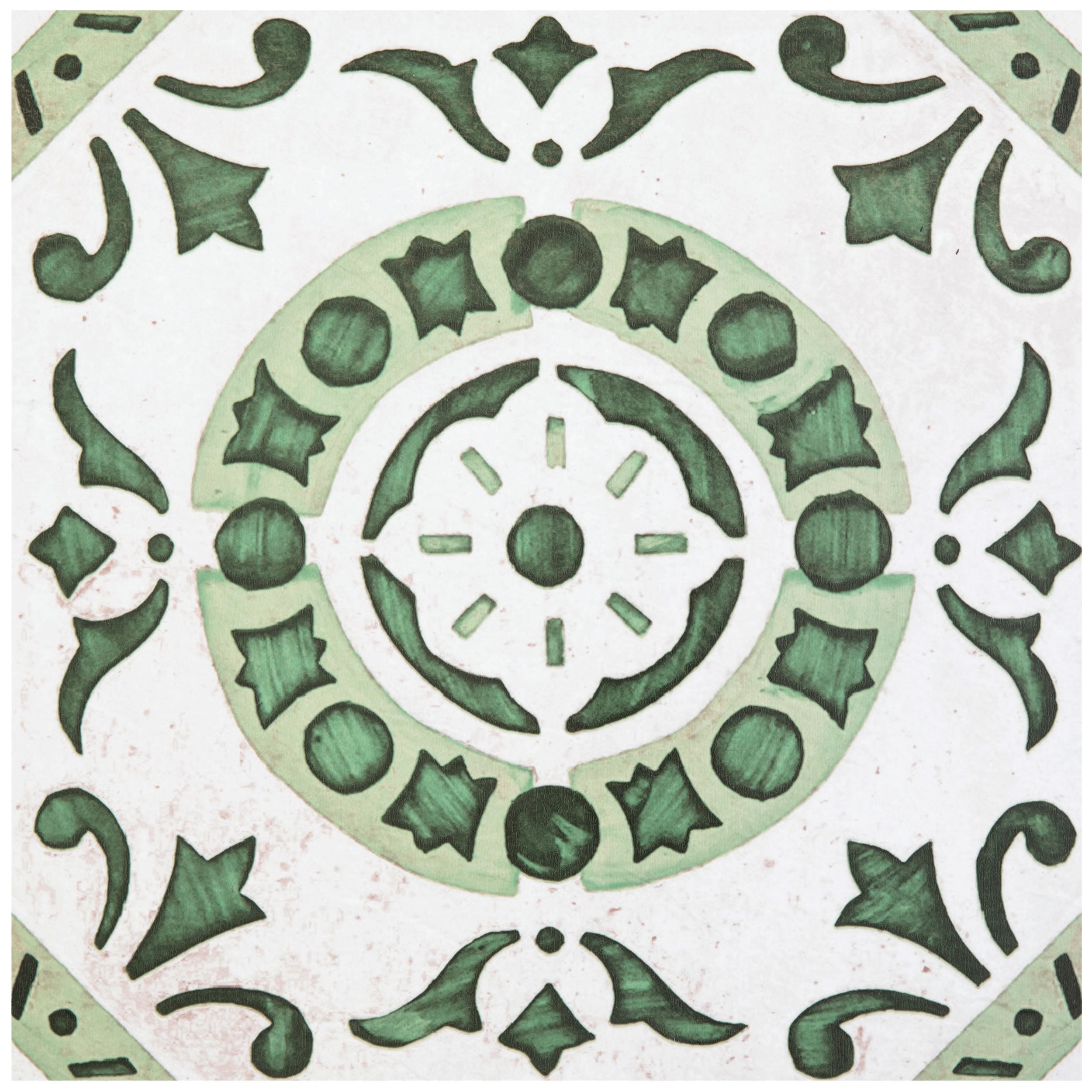 ACHIM Retro Green Medallion 12 in. x 12 in. Self-Adhesive Vinyl Floor Tile (20 Tiles/20 sq. ft.) ACHIM Retro Green Medallion 12 in. x 12 in. Self-Adhesive Vinyl Floor Tile (20 Tiles/20 sq. ft.)