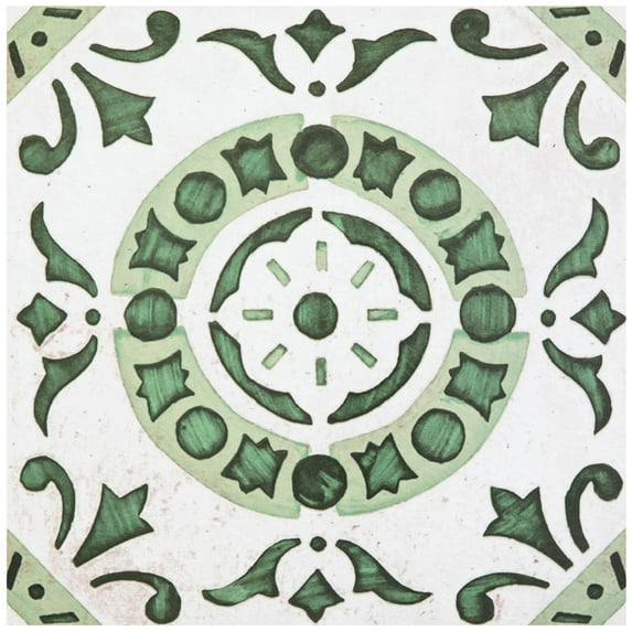 Achim Retro Self Adhesive Vinyl Floor Tile - 20 Tiles/20 Sq. ft., 12 x 12, Green Medallion