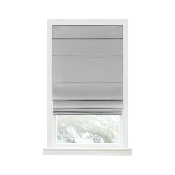 Achim Roman Indoor Cordless Grey Polyester Blackout Window Roman Pleated Shade, 64" L x 33" W