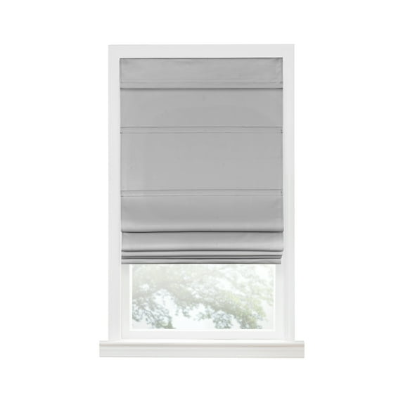Achim Roman Indoor Cordless Grey Polyester Blackout Window Roman Pleated Shade, 64" L x 35" W