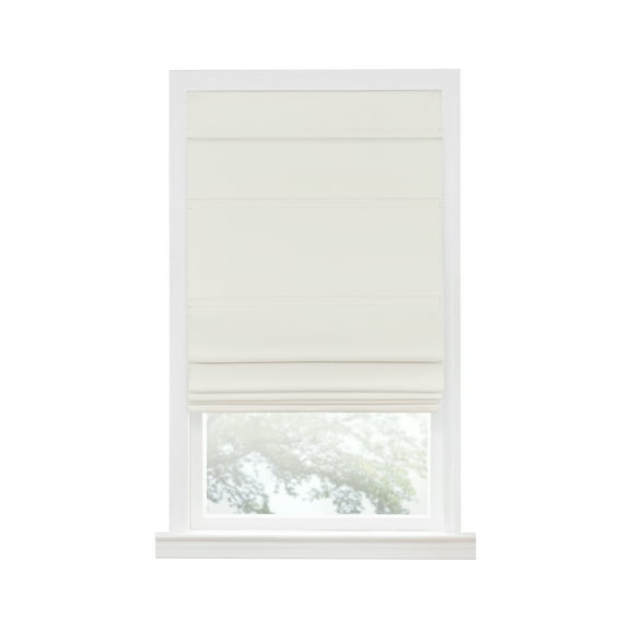 Achim Roman Indoor Cordless Ivory Polyester Blackout Window Roman Pleated Shade, 64" L x 29" W