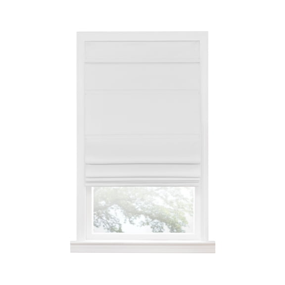 Achim Roman Indoor Cordless White Polyester Blackout Window Roman Pleated Shade, 64" L x 29" W