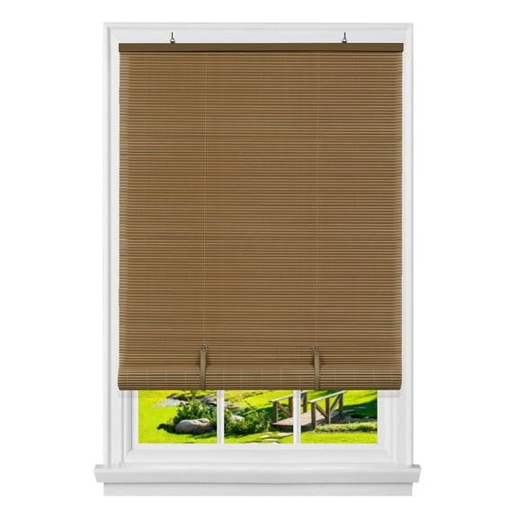 Achim Solstice Cordless Vinyl Light Filtering Window Roll-up Blind, 72" x 36", Woodtone Brown