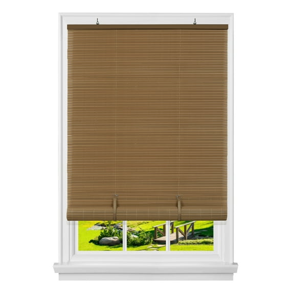Achim Solstice Cordless Vinyl Light Filtering Window Roll-up Blind, 72" x 48", Woodtone Brown