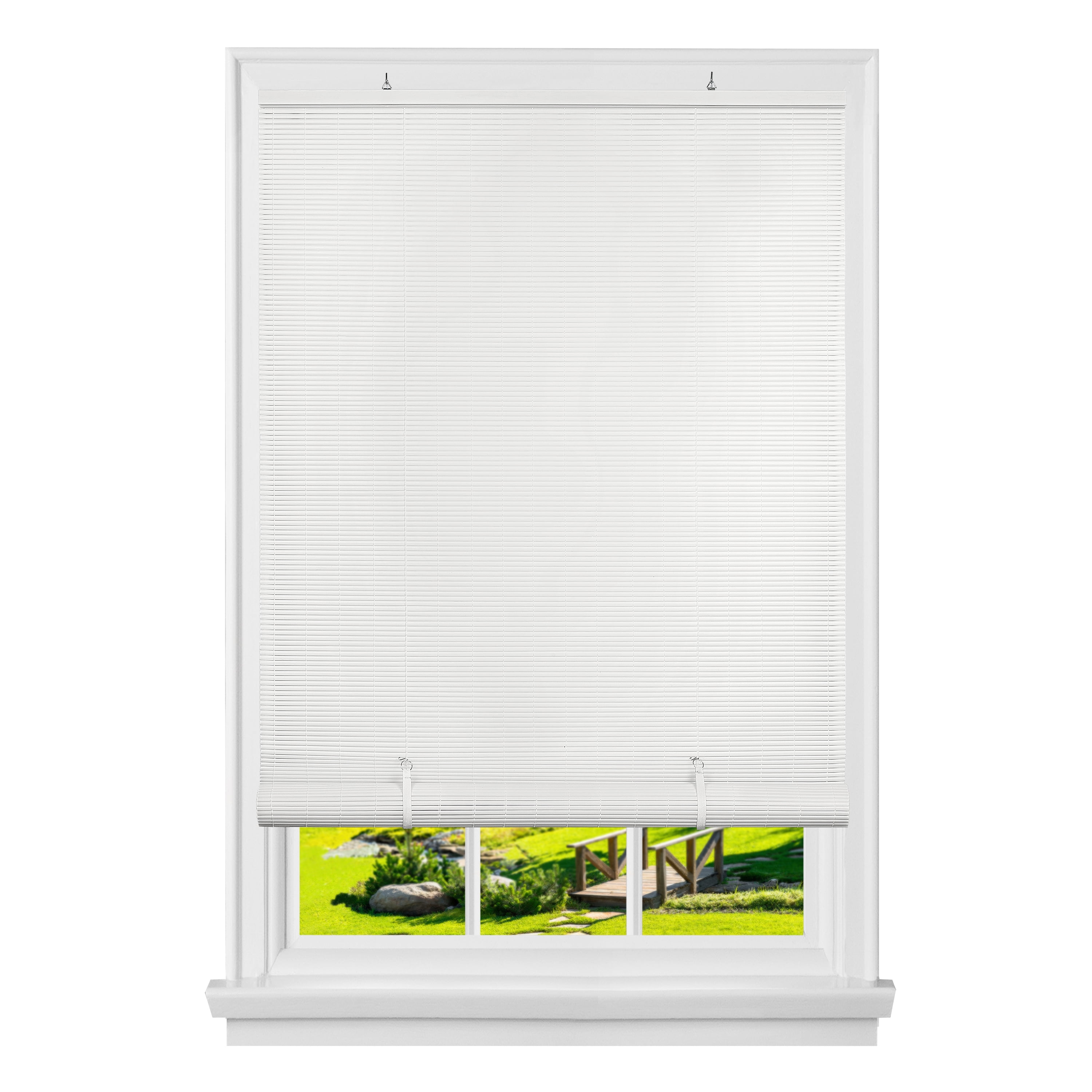 Cordless Solstice 60"x72" White Vinyl Roll-Up Outdoor Blind