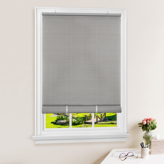 Achim Solstice Indoor/Outdoor Cordless Grey Vinyl Light Filtering Window Roll-Up Blind, 48" W x 72" L