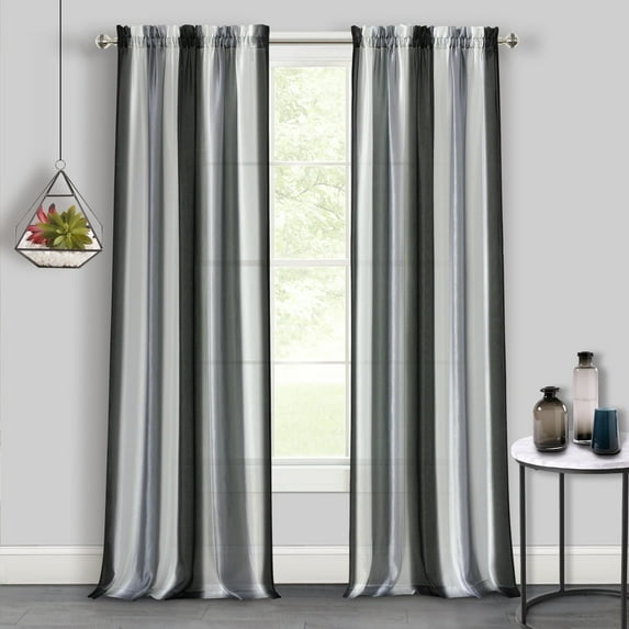 Achim Spectrum Rod Pocket Window Curtain Panel - 50x84 - Black/Silver