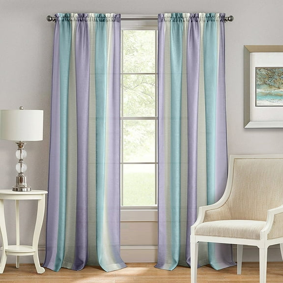 Achim Spectrum Rod Pocket Window Curtain Panel, Lilac/Turquoise, 84" x 50"