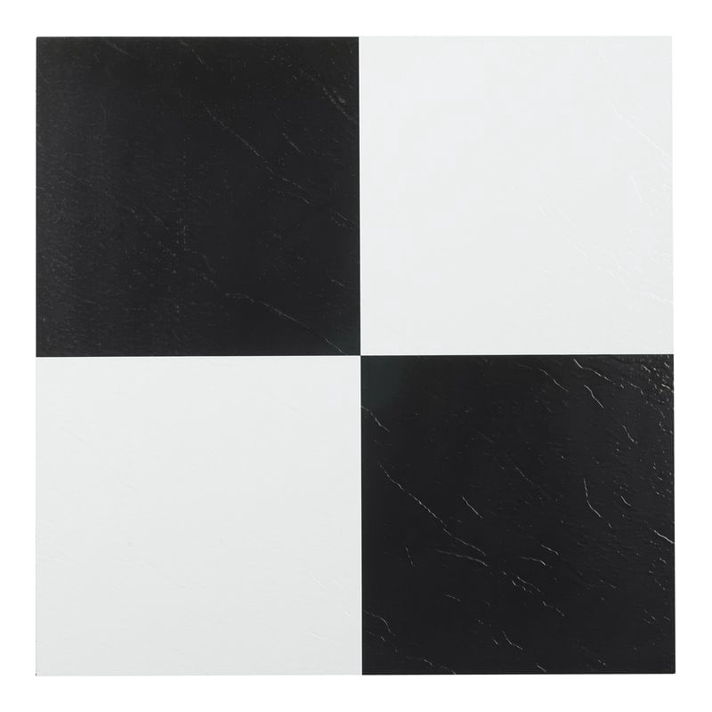 Achim Sterling 12"x12" 1.2mm Peel & Stick Vinyl Floor Tiles 20 Tiles/20 Sq. Ft. Black & White