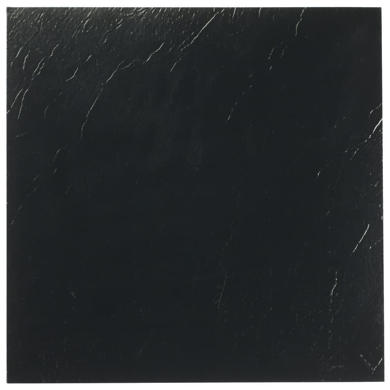 Achim Sterling Black 12-in x 12-in Water Resistant Peel and Stick Vinyl Tile Flooring (20-sq ft)