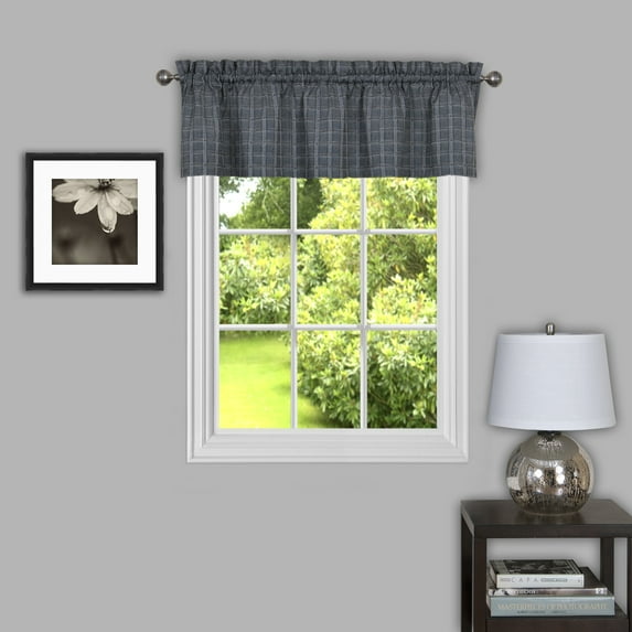 Achim Sydney Rod Pocket Light Filtering Curtain Valance, Grey, 58" x 14"