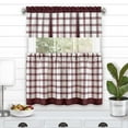 thumbnail image 1 of Achim Tate Plaid Light Filtering Tier and Valance Curtain Set, Burgundy, 58" x 36", 1 of 5