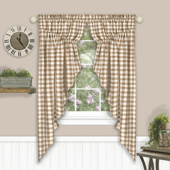 Achim Traditional Plaid Rod Pocket Light Filtering Curtain Set, 72.00" x 63.00"