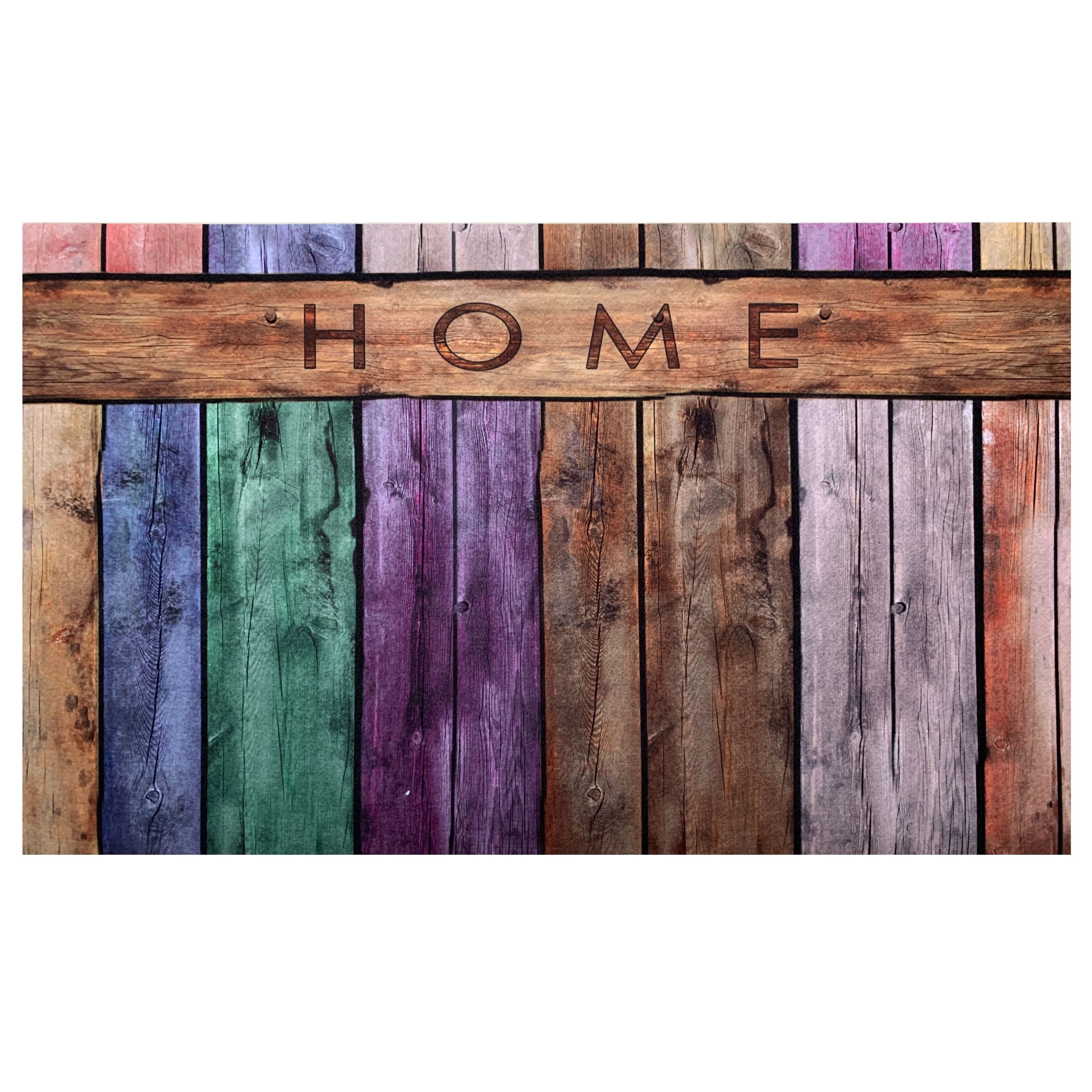 Colorful Plank Multicolor Rubber Outdoor Doormat 18" x 30"