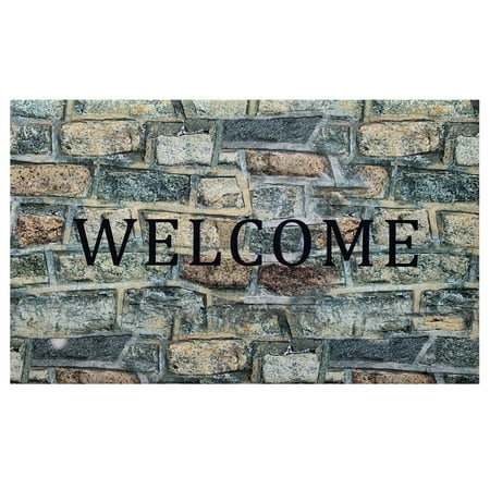 Achim Welcome Rubber Outdoor Doormat, Welcome Stone, 18" x 30"