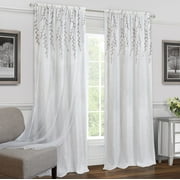 Achim White Floral Rod Pocket Sheer Curtain, 42" x 63"