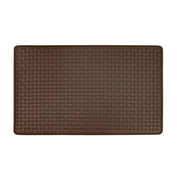Achim Woven Embossed Faux Leather Kitchen Solid Rectangle Anti Fatigue Mat, Espresso, 18x30, 1 Piece