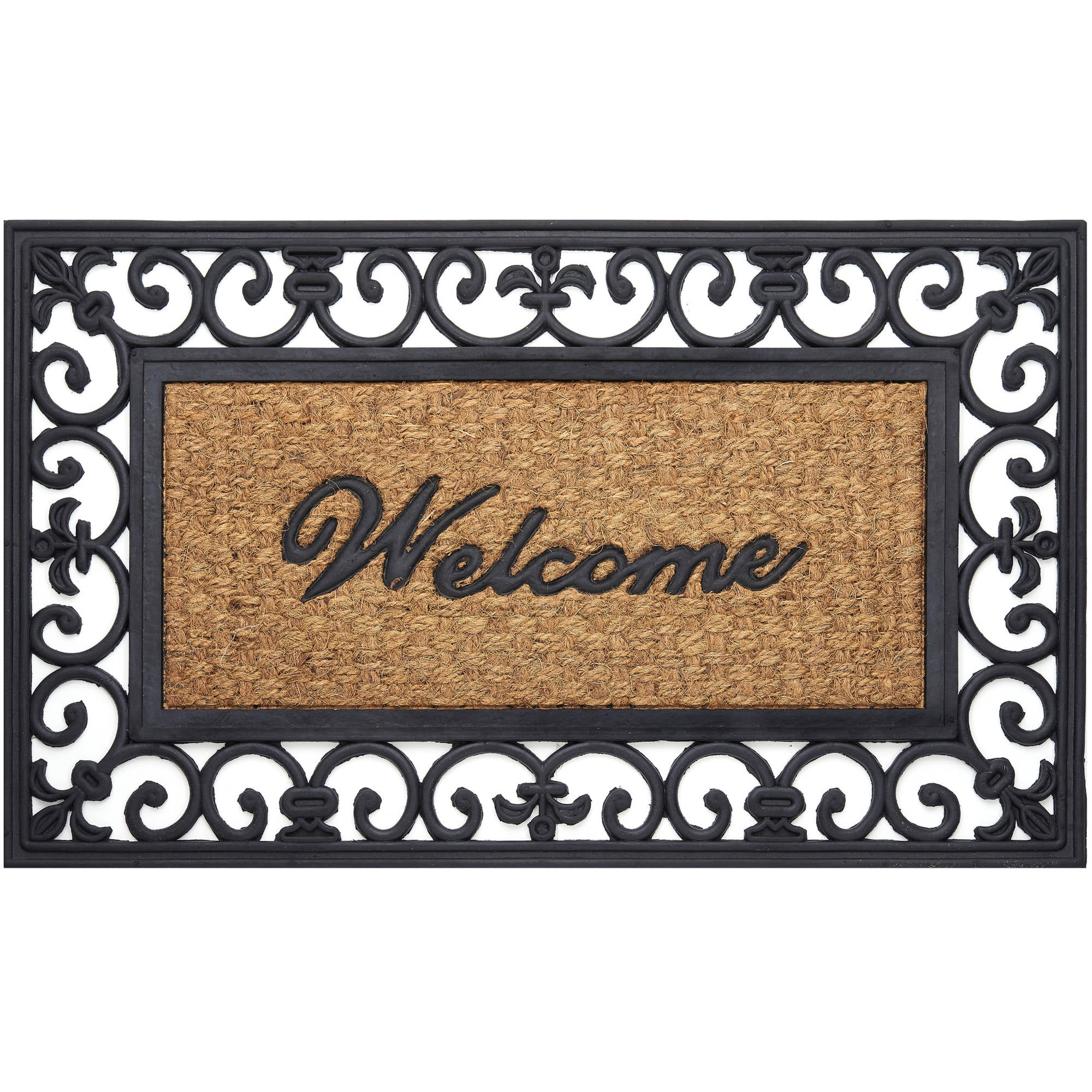 Achim Wrought Iron Rubber Doormat Fleur De Lis, 18" x 30" - Walmart.com