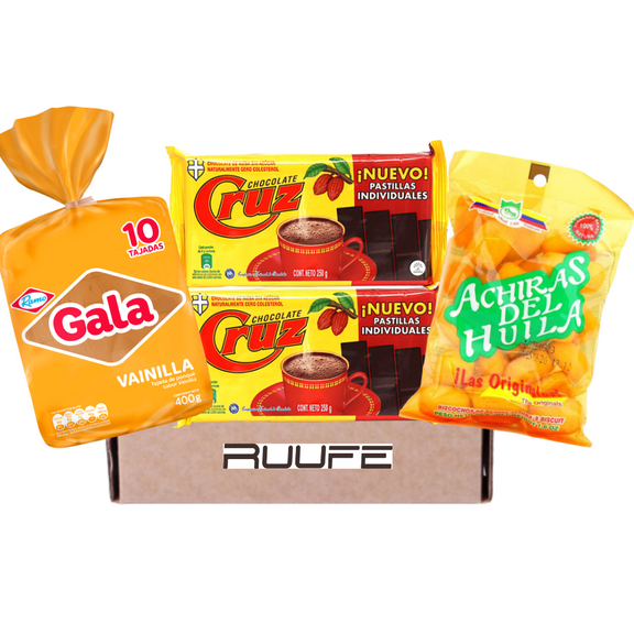 Achiras del Huila Chocolate Cruz Ponque Gala Colombian Traditional Snack basket gifts  Colombian candy Colombian snacks mecato colombiano