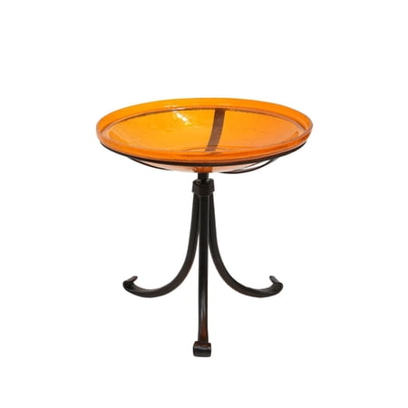Achla 14" Mandarin Crackle Glass Birdbath With Tripod Stand