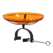 Achla 14 Orange Crackle Glass Birdbath With Over Rail Bracket