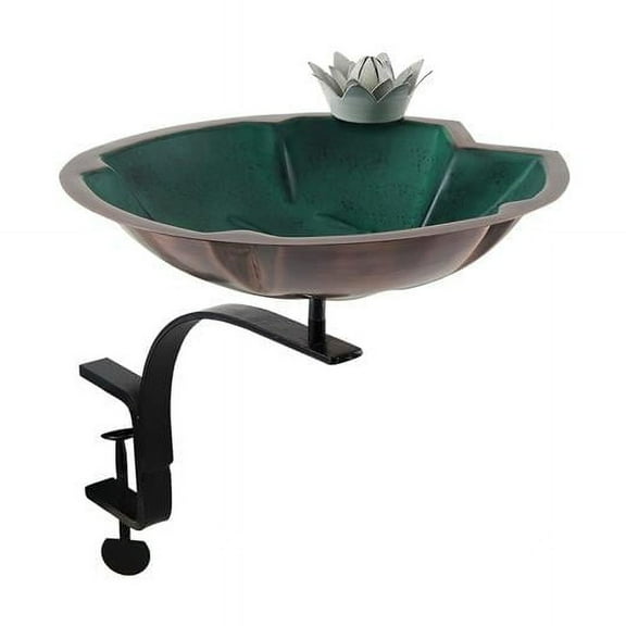 Achla BB-10-RM Lilypad Birdbath with Rail Mount Bracket, Antique Copper