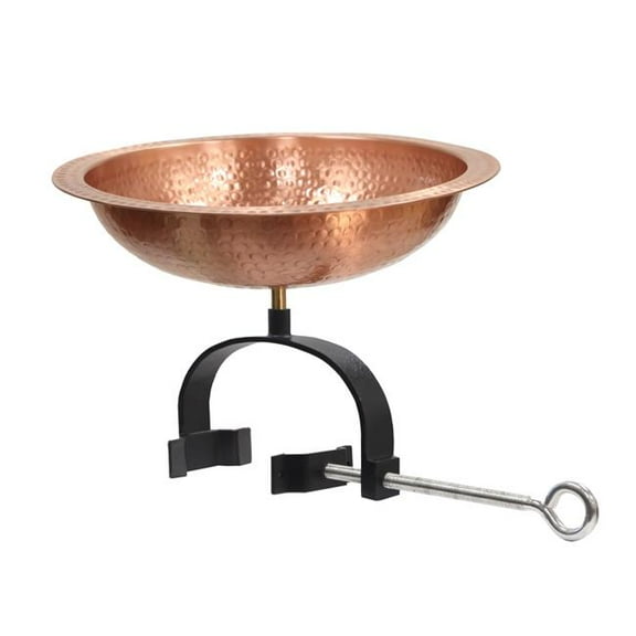 Achla BBHC-02T-OR2 8.5 in. Hammered Solid Copper Birdbath - Over Rail Bracket, Copper - Satin Copper