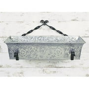 Embossed Floral Pattern Flower Box, 24 in. W Steel Finish