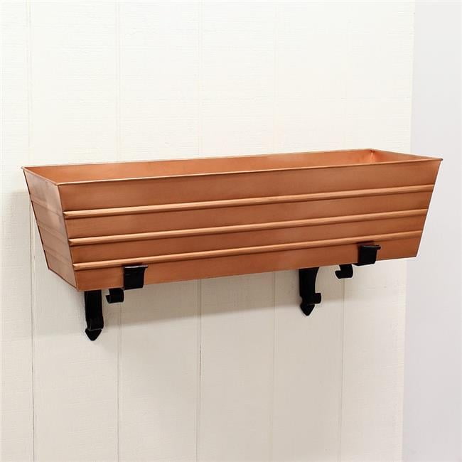 Large Copper Galvanized Steel Planter Box with Wall Brackets