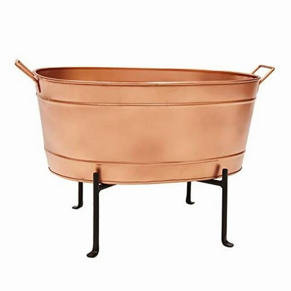 Achla C-81C-S1 Oval Tub with Folding Stand, Copper & Black
